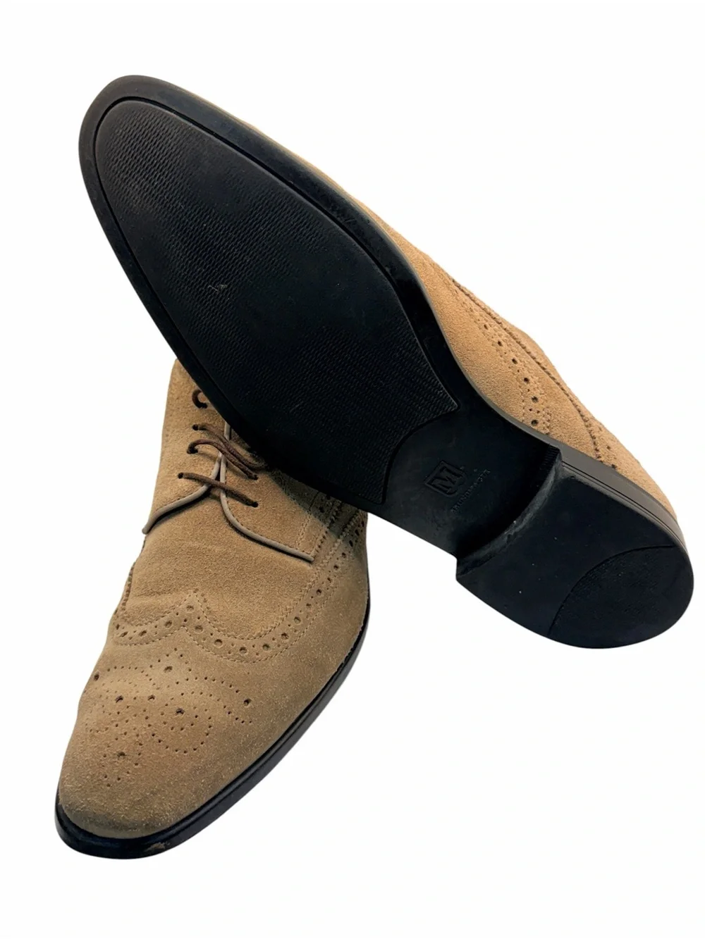 Johnston & Murphy Men’s Size 11M Tan Suede Wingtip Brogue Oxford Dress Shoes